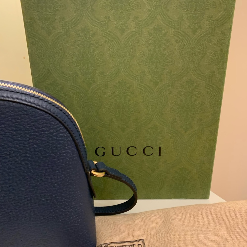 SOLDGucci Navy Blue Leather Ophidia Small Shoulder Crossbody Web Bag - Picture 3 of 12